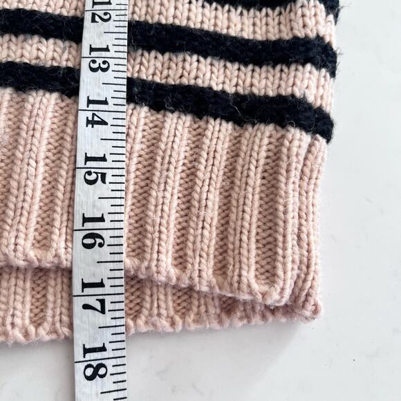 For Love & Lemons Elyse Cream Black Striped Knit Long Sleeve Half Zip Hoodie M - Picture 8 of 9